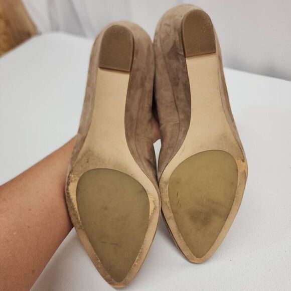 Talbots Size 10 Lanely Asymmetrical Wedges - Tan Leather Suede Comfort Career A - Picture 9 of 10